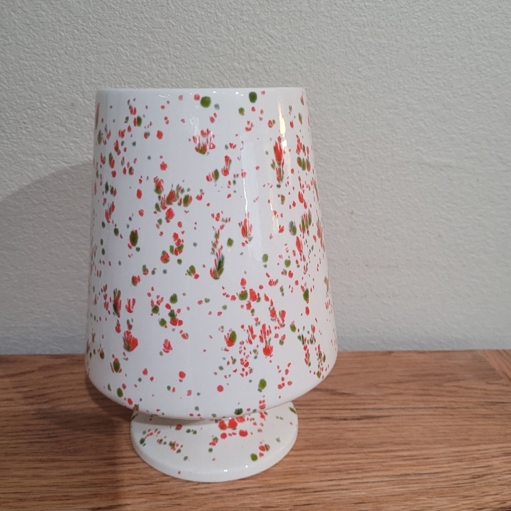 Vintage Red White & Green Splatter Candle Holder - Picture 3 of 5